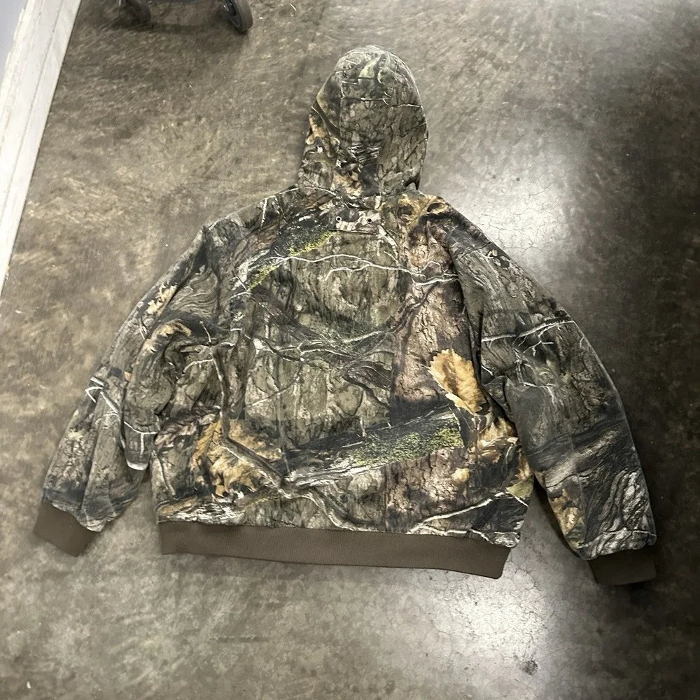 MOSSY OAK Hooded Insulated Camo Hunting Jacket Men's XL Full Zip Quilted 2276